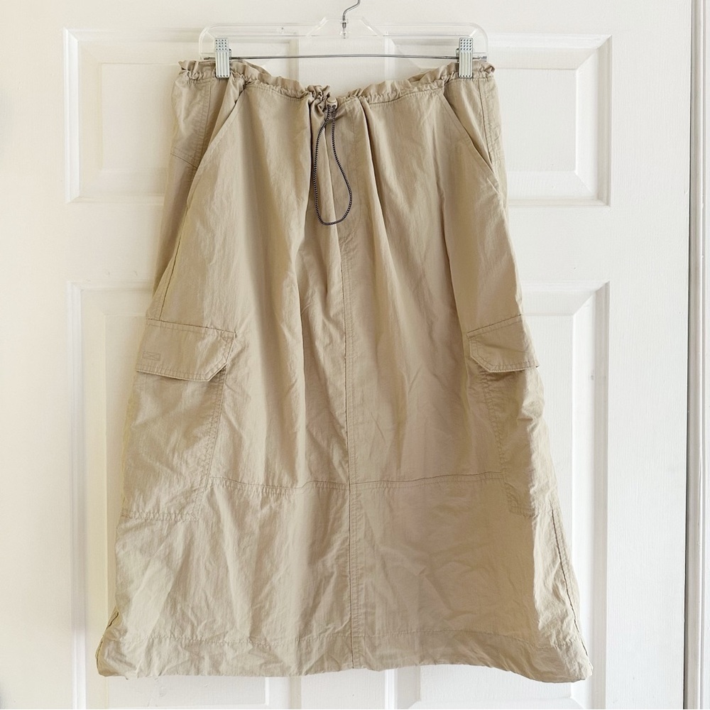 Old Navy High-Waisted Utility Midi Skirt Khaki Tan Women’s Size Large Outdoors - Picture 2 of 9
